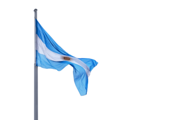 Flag of Argentina on an isolated ha white background.