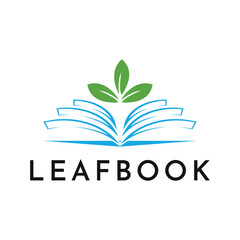 Modern natural leaf icon with book design logo concept icon template