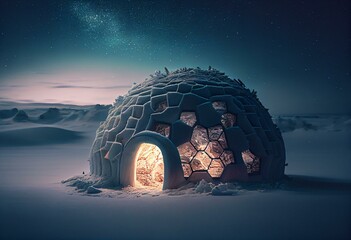 Original cozy igloo in the North Pole, generative ai - obrazy, fototapety, plakaty