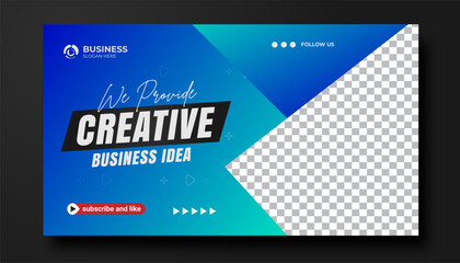 Corporate business YouTube thumbnail for Marketing Agency video thumbnail and editable web banner template	