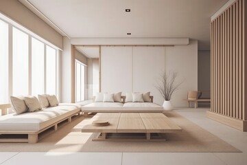 3D render of Contemporary Minimalist Sleek and Simple room