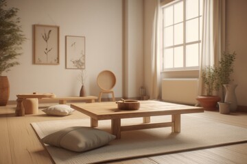Fototapeta premium 3D Render of Zen room, Retreat Minimalistic