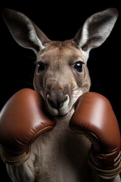 a kangaroo with boxing gloves - generative AI