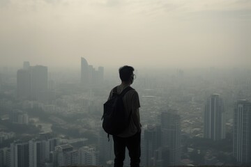 Fototapeta na wymiar PM 2.5 Air Pollution in Bangkok, Thailand - city in haze 