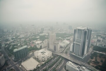 Fototapeta na wymiar PM 2.5 Air Pollution in Bangkok, Thailand - city in haze 