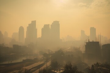 Fototapeta premium PM 2.5 Air Pollution in Bangkok, Thailand - city in haze 