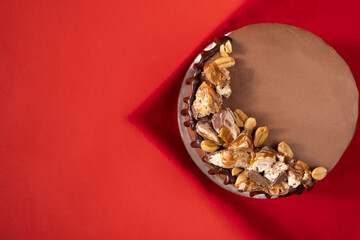 delicious chocolate cake with peanuts