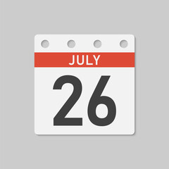 Icon page calendar day - 26 July
