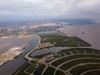 An aerial view of orange island, lekki, lagos - obrazy, fototapety, plakaty