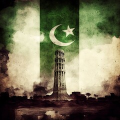 Pakistan independence day illlustration, Generative ai