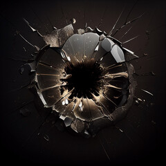 cracked bullet hole. bullet hit. AI generative