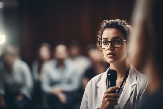 Picture Of A Medical Professional Conducting A Mental Health Seminar, World Health Day, Bokeh Generative AI