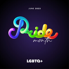 LGBTQ Pride month banner with liquid text