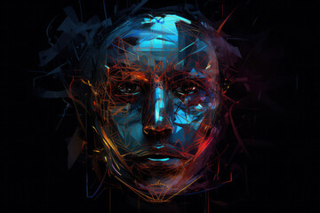 Geometric Abstract AI-Inspired Human Face