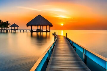 Fototapeta na wymiar Romantischer Sonnenuntergang auf den Malediven