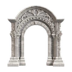 Fototapeta premium Stone vintage arch door Elements of the architecture of buildings in the Gothic style on isolated transparent background png. Generative ai