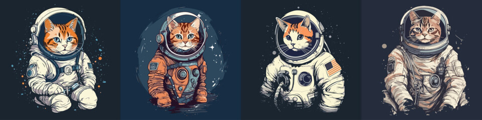 Cat with astronaut uniform - 2d flat color, vector illustration © Giordano Aita