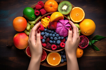 Colorful Fruits in Woman's Hands