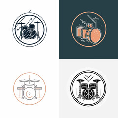 Set of mini logos with a small drum