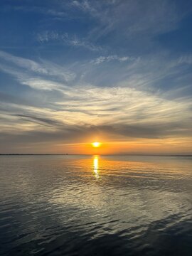 Golden sunset over Choctawhatchee Bay Florida panhandle 