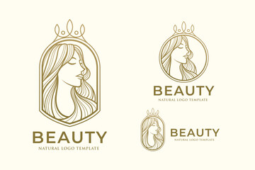 Beauty Woman Line Art Logo Design Template