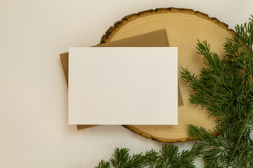 decretive flat lay with blank card 