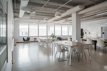 Naklejka na ściany i meble Redefining Work Environments: The Impact of Modern Office Spaces. Generative AI