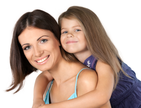 Portrait of Mother with Young Daughter on her Back