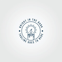 candle light line art logo with emblem vector illustration design logo