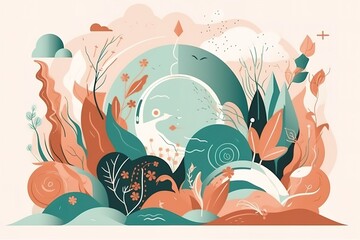 Vector illustration for Earth Day and other environmental concept Template for card, poster, banner, flyer and more. Generative AI