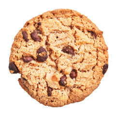  Delicious single chocolate cookie over isolated white background