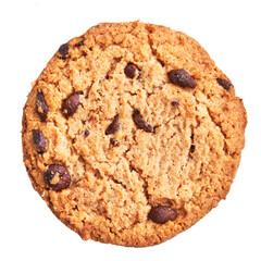  Delicious single chocolate cookie over isolated white background
