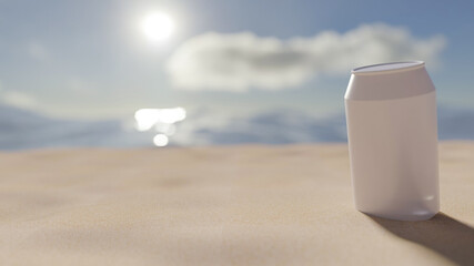 Mock up cans with beach
