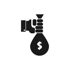 Hand holding money bag icon vector