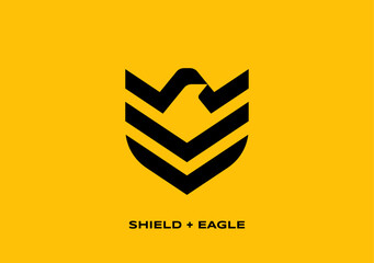 eagle shield logomark for intelligence, military and protection symbol