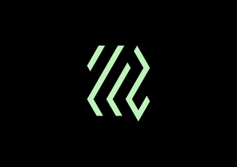 Line design letter R with striped style. Strong and sharp