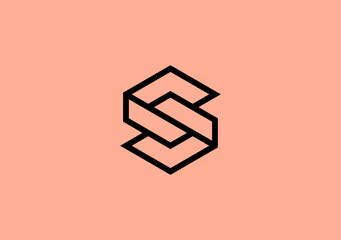 Line design letter S with fold style in negative space area