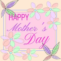 Mother's day greeting card.  banner with Symbols of love on colourful background