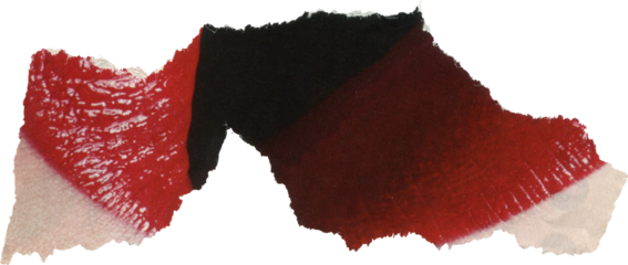 red textured scrap of magazine paper