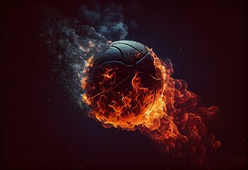 Baketball fire ball background. Generative AI