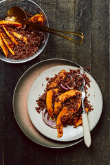 Baked pumpkin with quinoa.