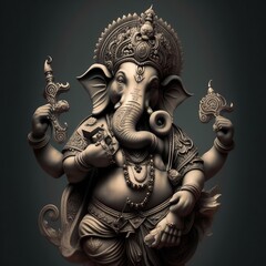 Illustration of lord Ganesha for ganesh chaturthi, Generative ai - obrazy, fototapety, plakaty
