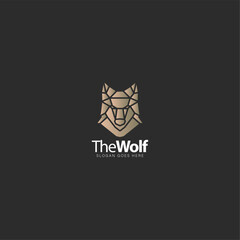 wolf head geometric polygon line logo branding