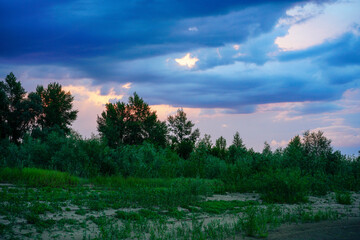 The Great Russian Volga River and its banks.