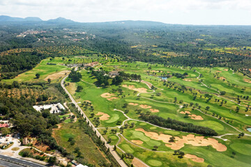 Fototapeta premium Golf course air view, Mallorca, Spain