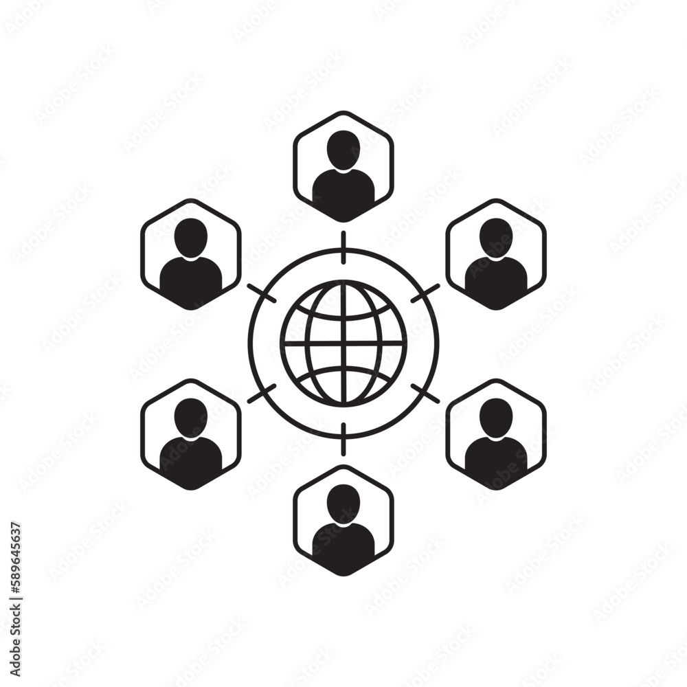 Poster global business collaboration or community. simple trend net communication logotype graphic chart ar