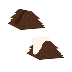 Wooden napkin holder. Napkin holder, a stand for napkins made of wood in which there are napkins. Vector illustration isolated on white background.