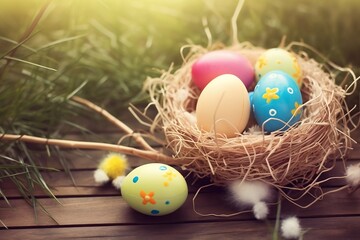 Obraz premium easter eggs in a basket