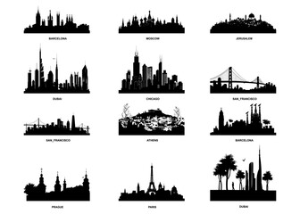 Obraz premium Vector silhouettes of the worlds city skylines.