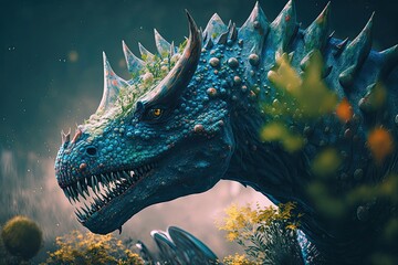 Anchisaurus Colorful Dangerous Dinosaur in Lush Prehistoric Nature by Genera